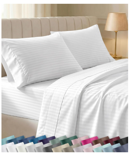 California Design Sheet Set 4pcs - Striped White ($63)